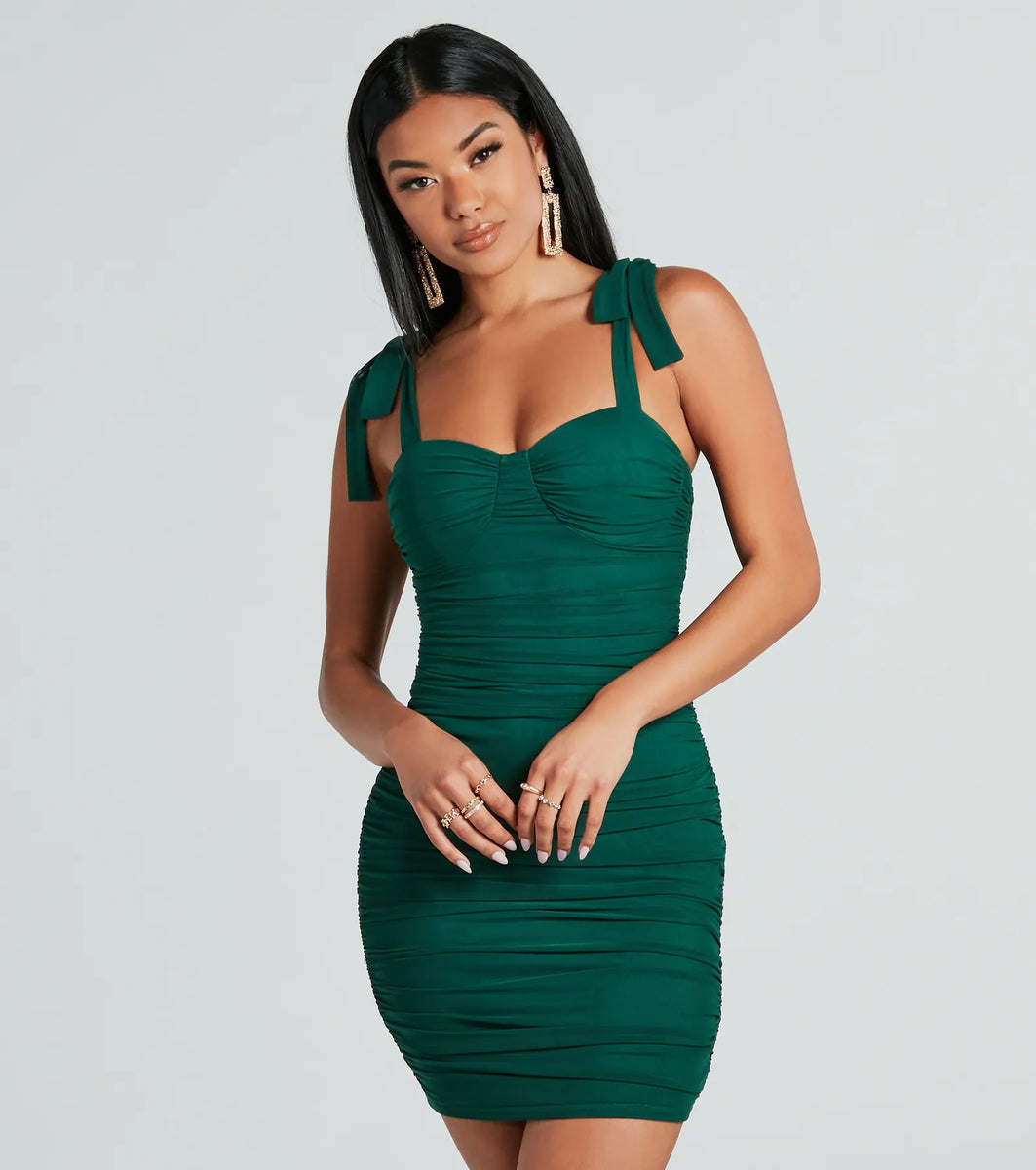 Stylish And Sultry Charming Ruched Mini Dress