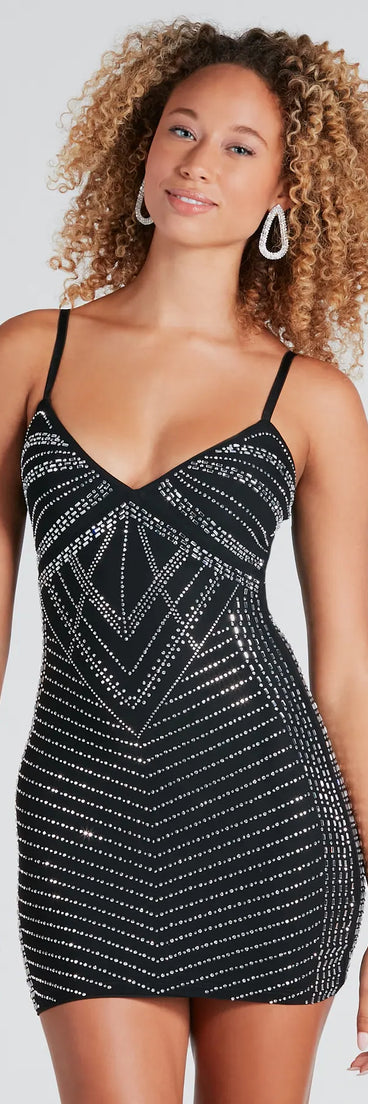 The Party Season Rhinestone V-Neck Mini Dress is a mini dress that will make a statement with its short hemline and on-trend details to have you ready for any event!