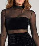 Sheer Appeal Velvet Long Sleeve Mini Dress