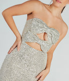 So Beloved Sequin Strapless Bow Mini Dress