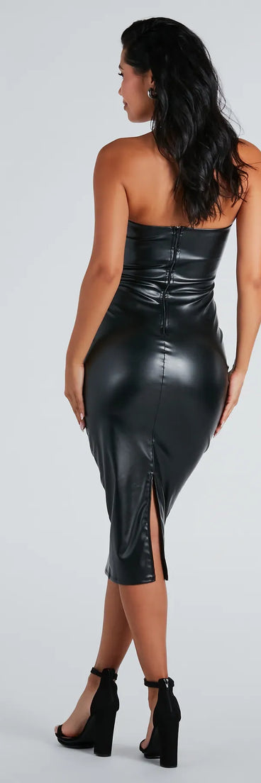 Vampy Vibes Faux Leather Midi Dress | Windsor Vampy Vibes Faux Leather Midi Dress | Windsor