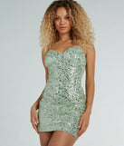 Turn heads in the beaming All My Beauty Sequin Beaded Lace-Up Mini Dress, a stunning sage sequin dress designed to add sparkle and elegance to your next night out or special occasion.