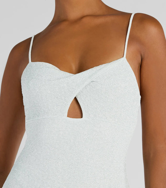 Glitzy Shine Twist-Front Glitter Mini Dress | Windsor
