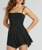 Bring high-impact style to your nightlife in the Sparkling Perfection Rhinestone A-Line Mini Dress, a bold black club dress made for dancing, parties, and unforgettable nights.