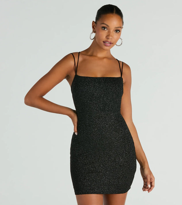 The Lace Me Up Glitter Mini Dress is a mini dress that will make a statement with its short hemline and on-trend details to have you ready for any event!