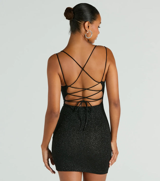 Lace Me Up Glitter Mini Dress | Windsor Lace Me Up Glitter Mini Dress | Windsor
