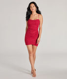 Make a bold statement in the Glitzy Moves Wrap-Front Glitter Knit Mini Dress in red, the perfect fall dress for weddings, cocktail hours, nights out, and/or seasonal celebrations.