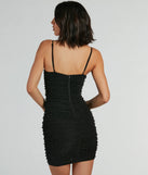 Revamp your 2025 wardrobe with this chic addition, the Extra Chic Pearl Ruched Mesh Mini Dress in black, perfect for elevating your style in the new year.