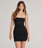 Step into seasonal chic with the Vibrant Mood Lace-Up Bodycon Mesh Mini Dress, a black mini dress featuring an above-the-knee cut ideal for cocktail parties, festive gatherings, or clubwear.