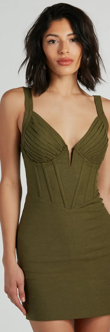 Take Me On Vacay Corset Linen Mini Dress