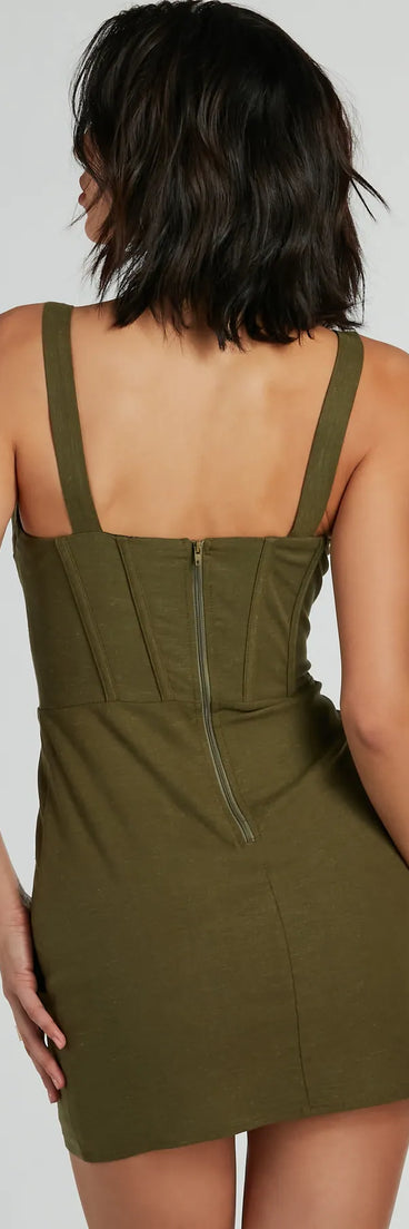 Take Me On Vacay Corset Linen Mini Dress