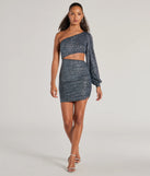 Make a bold statement in the Steal The Shine Glitter Cutout Dress in black, the perfect spring dress for weddings, cocktail hours, nights out, and/or seasonal celebrations.