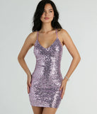 Turn heads in the beaming She's The Gift Strappy Back Sequin Party Dress, a stunning lavender sequin dress designed to add sparkle and elegance to your next night out or special occasion.