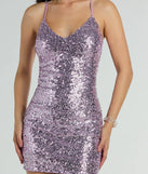 Shine bright in the She's The Gift Strappy Back Sequin Party Dress, a glamorous lavender sequin dress that captures the light beautifully, ideal for an NYE party dress, wedding guest dress, or military ball gown.