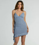 Light Me Up V-Neck Ruffle Glitter Mini Dress
