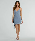 Light Me Up V-Neck Ruffle Glitter Mini Dress