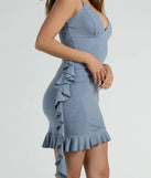 Light Me Up V-Neck Ruffle Glitter Mini Dress