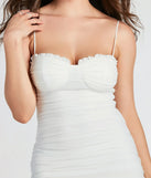 Daring Flirt Mesh Ruffle Trim Mini Dress
