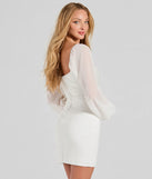 Flaunt your silhouette in the tight Admiring Glances Long Sleeve Ponte Mini Dress in white, a bodycon dress that empowers your look with bold style and effortless edge.