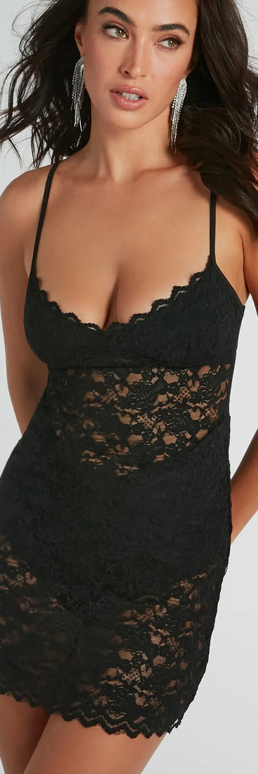 Truly Iconic Sheer Lace Bodycon Mini Dress