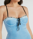 So Enchanted Sweetheart Ribbon Velvet Mini Dress