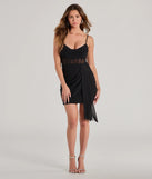 Step into seasonal chic with the Stunned Allure Corset Rhinestone Bodycon Mini Dress, a black mini dress featuring an above-the-knee cut ideal for cocktail parties, festive gatherings, or clubwear.