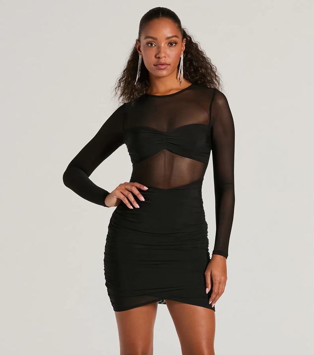 Major VIP Long Sleeve Sheer Mesh Bodycon Mini Dress | Windsor Major VIP Long Sleeve Sheer Mesh Bodycon Mini Dress | Windsor
