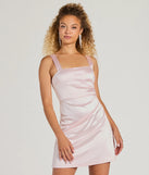Revamp your 2025 wardrobe with this chic addition, the Got The Charm Sleeveless A-Line Satin Mini Dress in pink, perfect for elevating your style in the new year.
