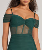 Step into seasonal chic with the Elegant Existence Cold Shoulder Mesh Mini Dress, a hunter mini dress featuring an above-the-knee cut ideal for cocktail parties, festive gatherings, or clubwear.