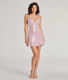 Make a bold statement in the Celebrate Good Times Sequin Halter A-Line Mini Dress in pink, the perfect summer dress for weddings, cocktail hours, nights out, and/or seasonal celebrations.