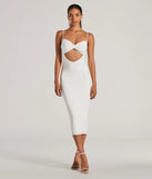 Elevate your winter wardrobe with the Treat Yourself Sleeveless Bow Cutout Midi Dress— a party-ready white cocktail dress featuring seasonal accents and a sophisticated style, ideal for semi-formal holiday events from family dinners to NYE celebrations.
