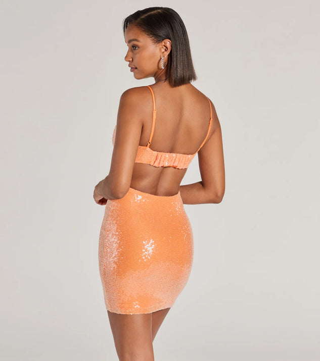 jewels dress orange 【最終価格】 Sparkle Approach Cutout Bodycon Sequin Mini Dress | Windsor
