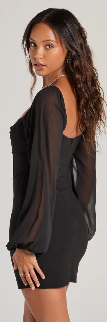 Flaunt your silhouette in the tight Admiring Glances Long Sleeve Ponte Mini Dress in black, a bodycon dress that empowers your look with bold style and effortless edge.