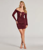 Revamp your 2025 wardrobe with this chic addition, the So Sultry Off-The-Shoulder Plunge Cutout Mini Dress in wine, perfect for elevating your style in the new year.