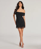 Revamp your 2025 wardrobe with this chic addition, the Sparkling Luxe Rhinestone Mesh Off-The-Shoulder Mini Dress in black, perfect for elevating your style in the new year.