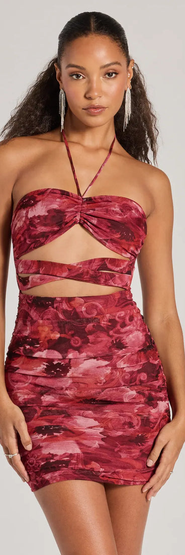 The Resort Approved Halter Cutout Abstract Mini Dress is a mini dress that will make a statement with its short hemline and on-trend details to have you ready for any event!
