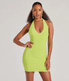 The Sultry Moves Plunging Halter Bodycon Mini Dress is a mini dress that will make a statement with its short hemline and on-trend details to have you ready for any event!