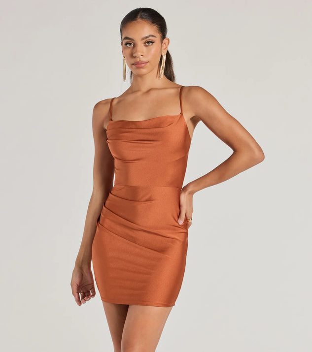 flawless allure cowl neck bodycon mini dress Flawless Allure Cowl Neck Bodycon Mini Dress