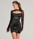 Step into seasonal chic with the Chic Era Asymmetrical Long Sleeve Cutout Mini Dress, a multi-color mini dress featuring an above-the-knee cut ideal for cocktail parties, festive gatherings, or clubwear.