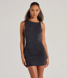 Step into seasonal chic with the Make A Toast Sleeveless Bodycon Mini Dress, a black mini dress featuring an above-the-knee cut ideal for cocktail parties, festive gatherings, or clubwear.