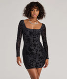 Step into seasonal chic with the Chic Allure Floral Velvet Burnout Long Sleeve Mini Dress, a multi-color mini dress featuring an above-the-knee cut ideal for cocktail parties, festive gatherings, or clubwear.