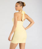 Whether you're headed to brunch or running errands, the Always Effortless Halter Bodycon Mini Dress in yellow delivers effortless style in a breathable, go-to casual dress.
