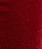 Luxe Alluring Glitter Velvet One-Shoulder Mini Dress in red , a stylish red dress with a flattering fit and fabric that adds allure to your look, perfect for wedding guest attire, cocktail events, or making a bold statement on a date night.
