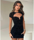 Sultry Mood Flocked Floral Mesh Cutout Mini Dress