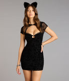 Sultry Mood Flocked Floral Mesh Cutout Mini Dress