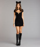 Sultry Mood Flocked Floral Mesh Cutout Mini Dress