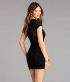 Sultry Mood Flocked Floral Mesh Cutout Mini Dress