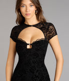 Sultry Mood Flocked Floral Mesh Cutout Mini Dress