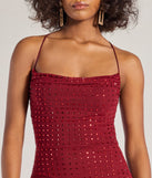 Glam Babe Rhinestone Mesh Strappy Back Mini Dress