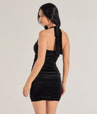 Luxe Shimmer Glitter Velvet Bodycon Mini Dress, a trendy black mini dress featuring modern details and a fresh seasonal hue, perfect for creating chic 2025 looks.